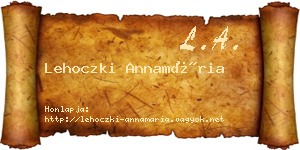 Lehoczki Annamária névjegykártya